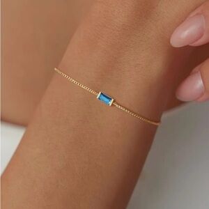 Elegant Gold Plated Bracelet with Blue Gemstone